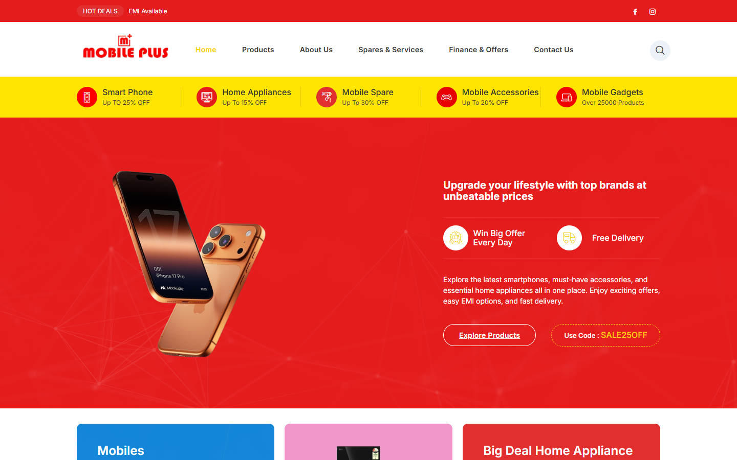 Mobile Plus Store website
